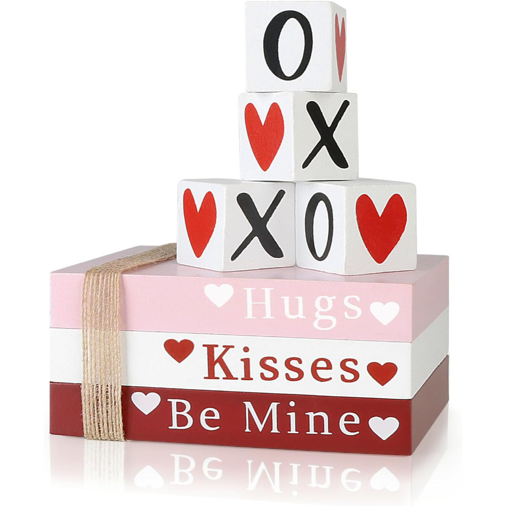 Wooden Valentine's Decorations Decorative Books XOXO