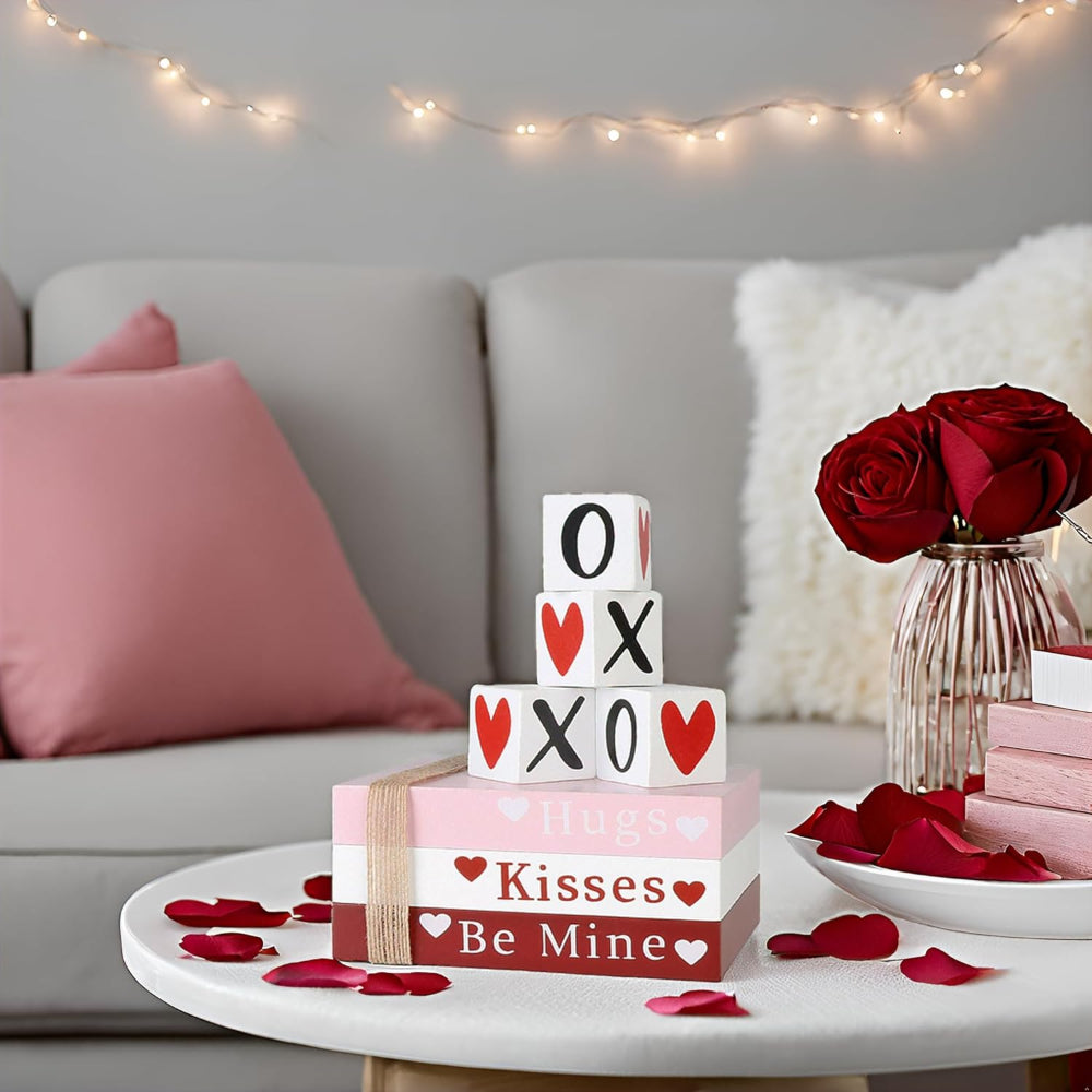 Wooden Valentine's Decorations Decorative Books XOXO