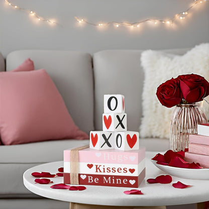 Wooden Valentine's Decorations Decorative Books XOXO