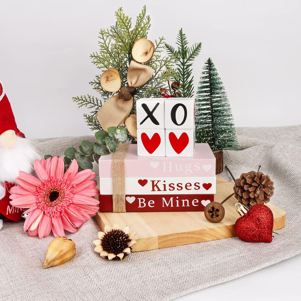 Wooden Valentine's Decorations Decorative Books XOXO