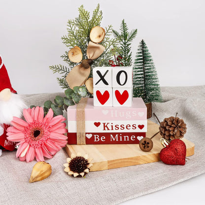 Wooden Valentine's Decorations Decorative Books XOXO