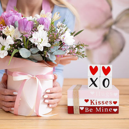 Wooden Valentine's Decorations Decorative Books XOXO