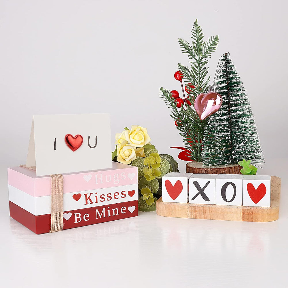 Wooden Valentine's Decorations Decorative Books XOXO
