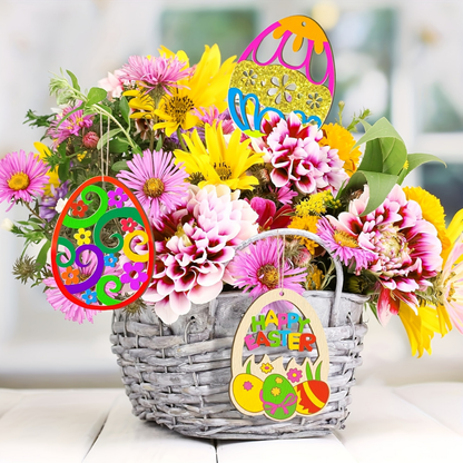Easter Decorations Wooden Eggs DIY Hanging Set