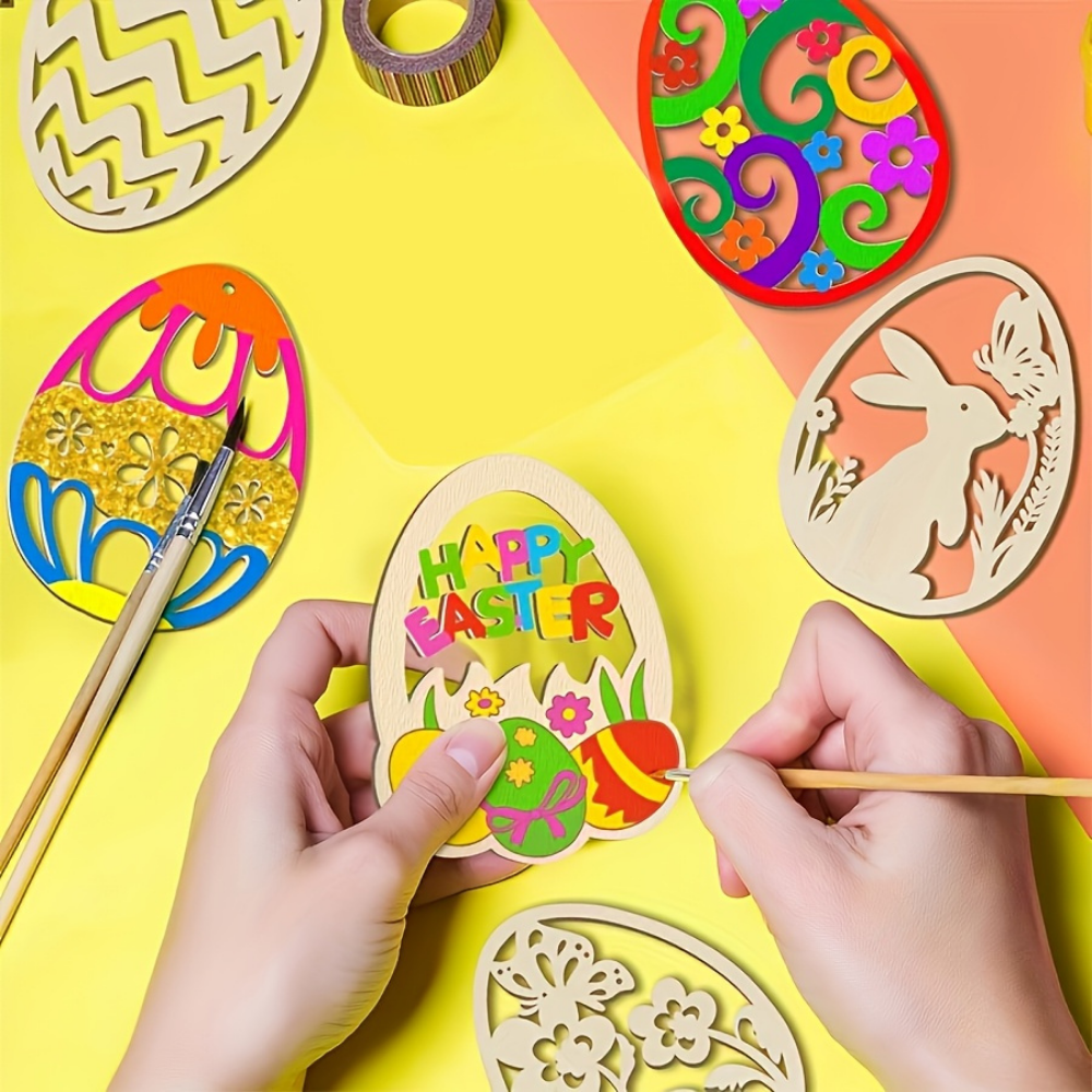 Easter Decorations Wooden Eggs DIY Hanging Set