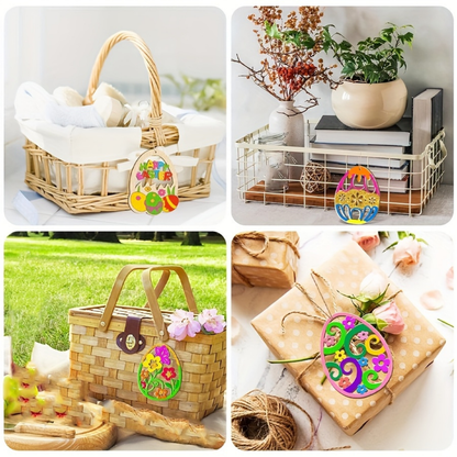 Easter Decorations Wooden Eggs DIY Hanging Set