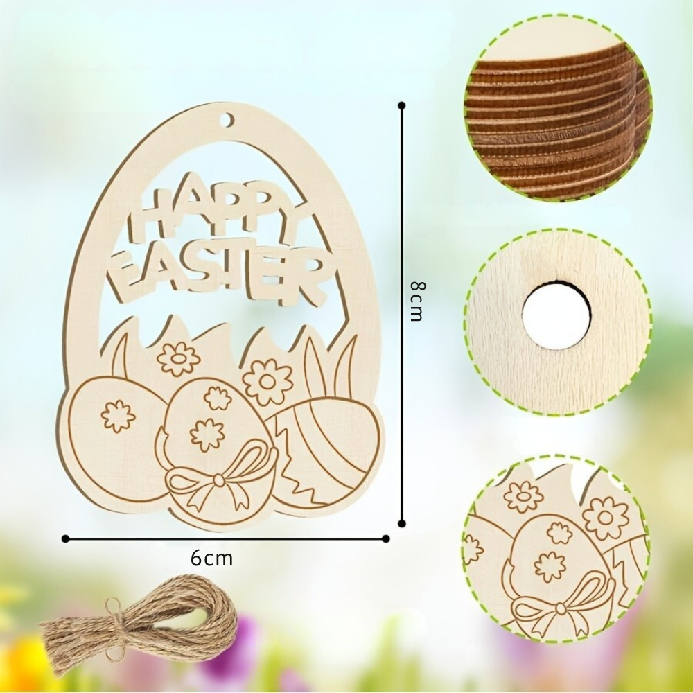 Easter Decorations Wooden Eggs DIY Hanging Set