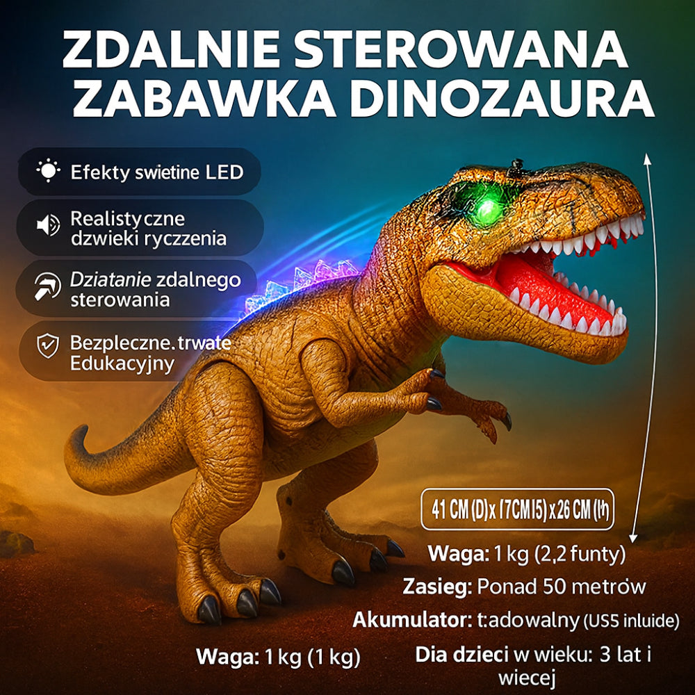 Dinosaur LED Toy Remote Controlled Walking Roaring