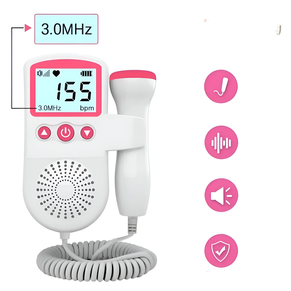 Doppler Fetal LCD Heart Rate Monitor Home Pregnancy Probe 3MHz