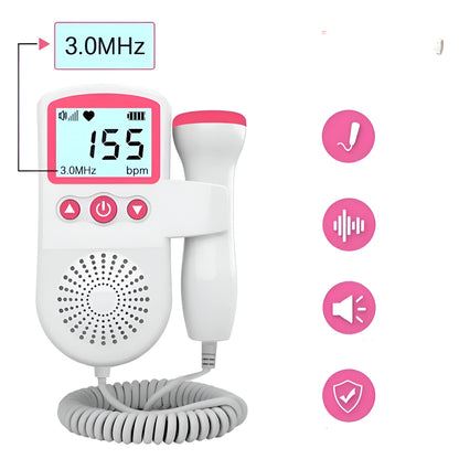Doppler Fetal LCD Heart Rate Monitor Home Pregnancy Probe 3MHz