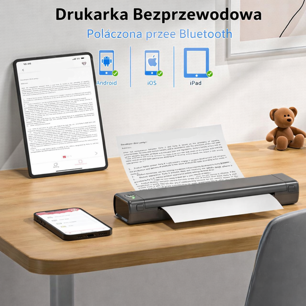 Drukarka Termiczna Przenośna Bluetooth Mobilna 5