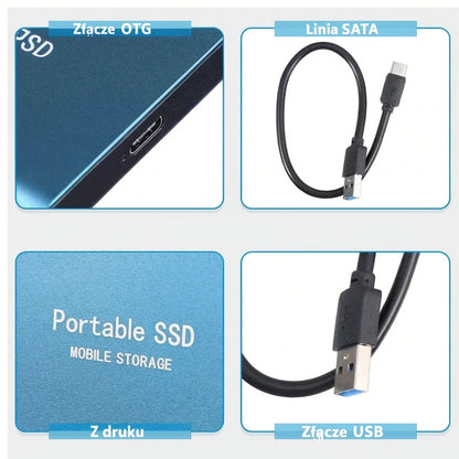 Dysk Zewnętrzny SSD Przenośny 2TB Szybki USB-C Przechowywanie Danych
