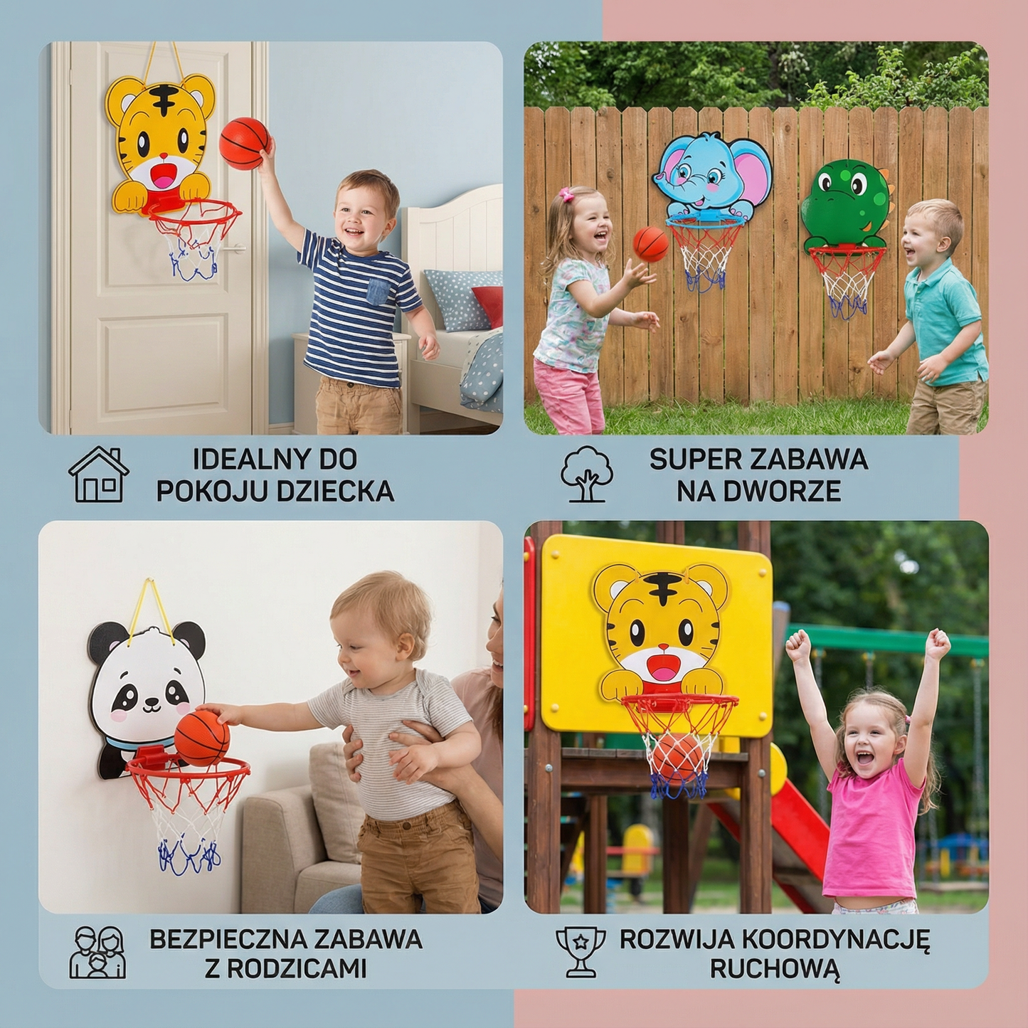 Dzieci Kosz Koszykówki Regulowany Zestaw Zwierzęcy 3