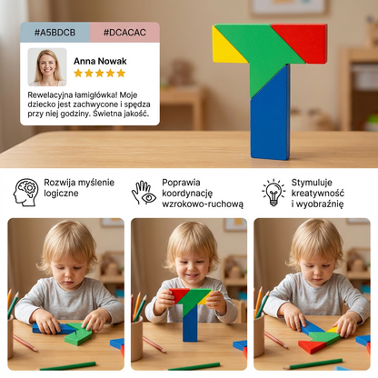Dzieci Tangram Edukacyjna Drewniana Zabawka 3