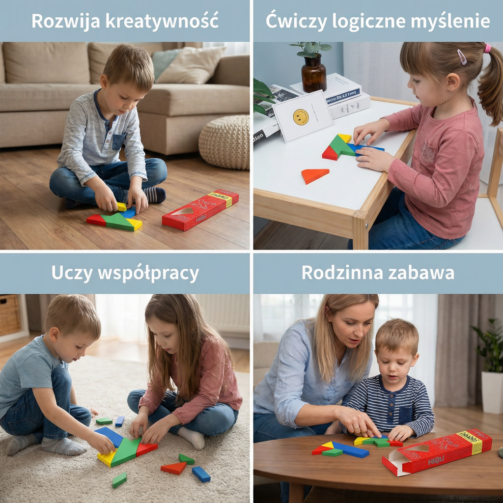 Dzieci Tangram Edukacyjna Drewniana Zabawka 4