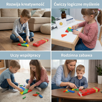 Dzieci Tangram Edukacyjna Drewniana Zabawka 4