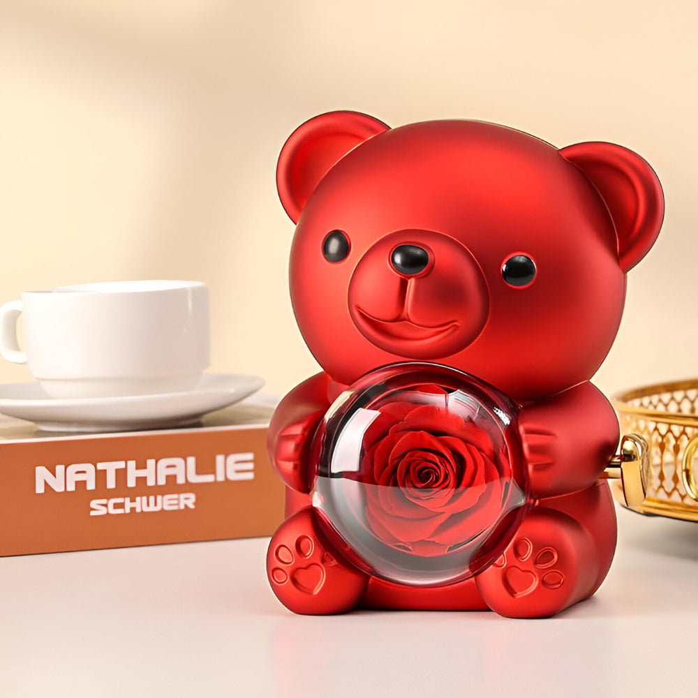 Decorative Figure Bear Rose Jewelry Box Gift