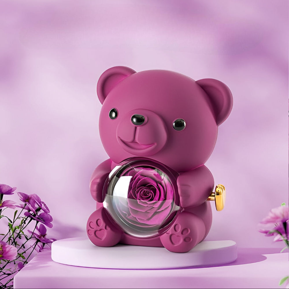Decorative Figure Bear Rose Jewelry Box Gift