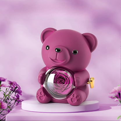 Decorative Figure Bear Rose Jewelry Box Gift