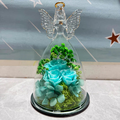 Eternal Rose Glass Dome Angel Decoration Gift