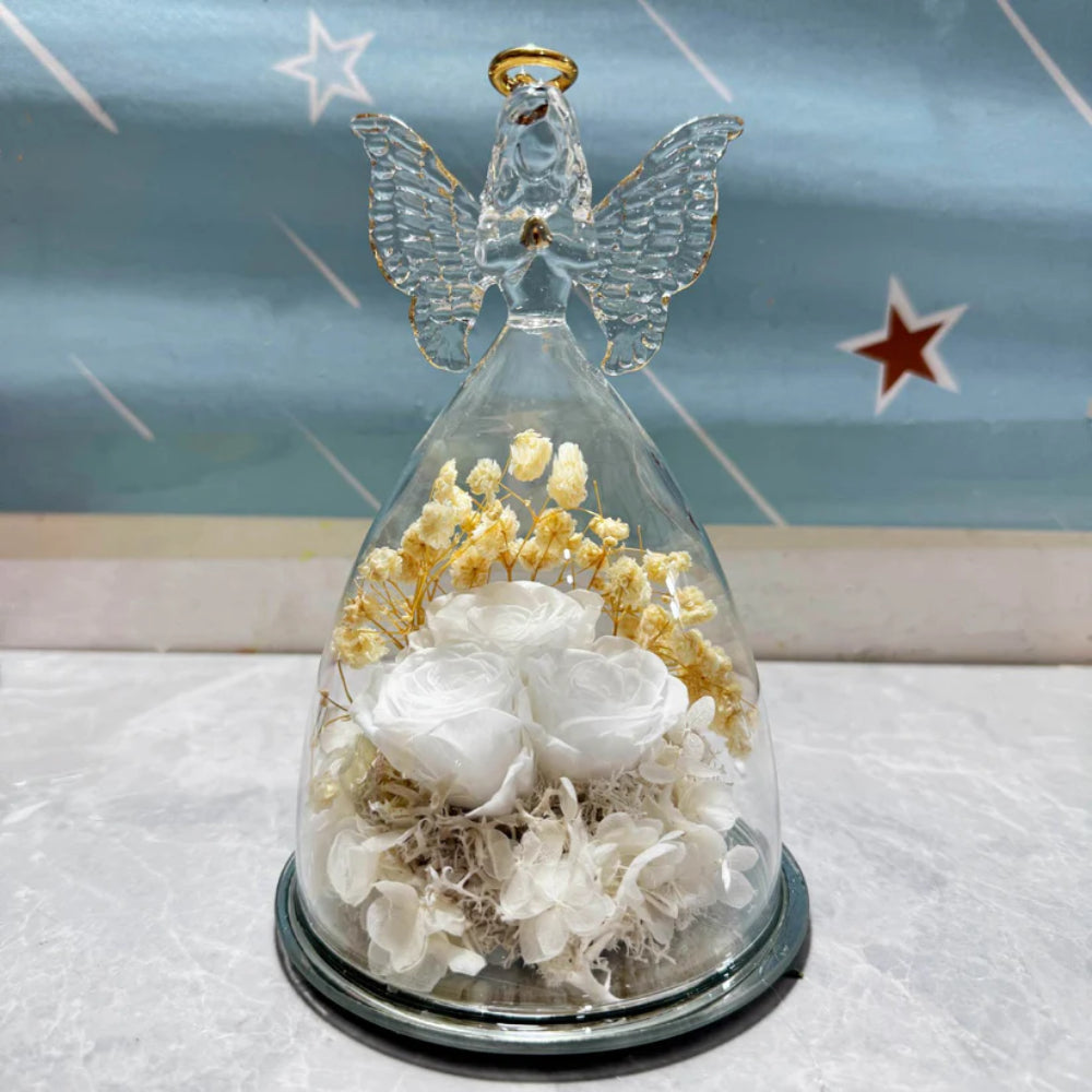 Eternal Rose Glass Dome Angel Decoration Gift