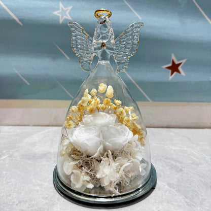 Eternal Rose Glass Dome Angel Decoration Gift