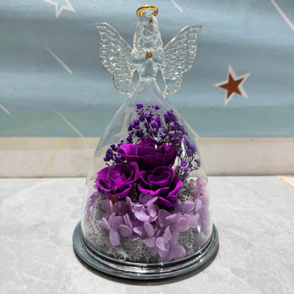 Eternal Rose Glass Dome Angel Decoration Gift