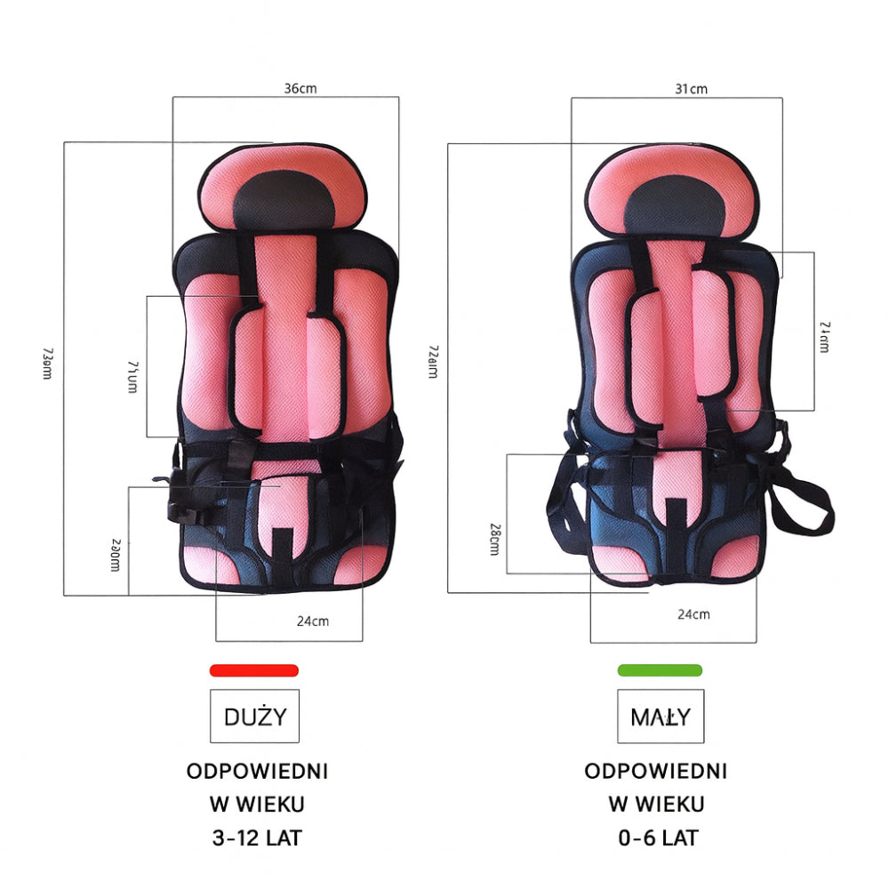 Fotelik Samochodowy Dziecięcy Oddychający Regulowany Przenośny