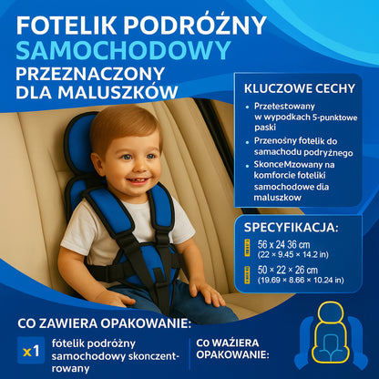 Fotelik Samochodowy Dziecięcy Podróżny Składany Przenośny