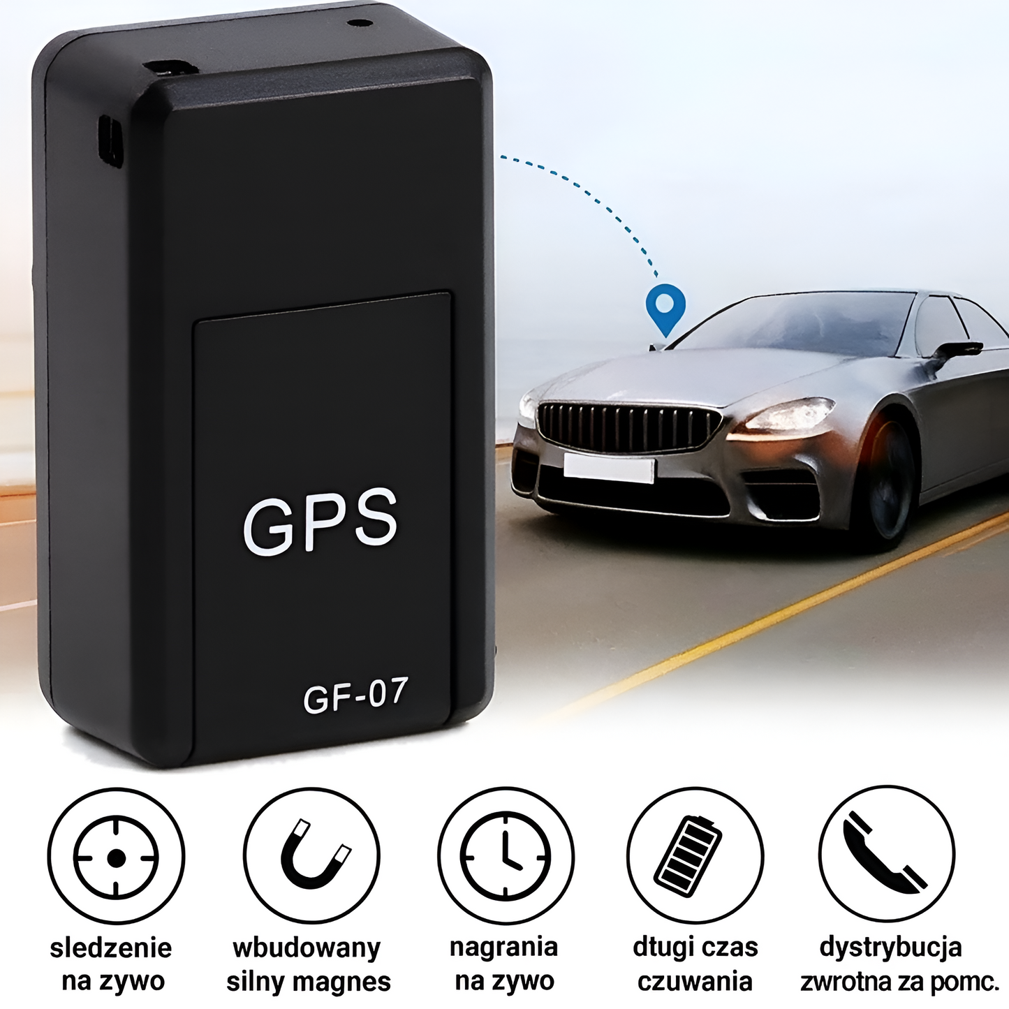 GPS Lokalizator Magnetyczny Mini Tracker Samochód Bagaż