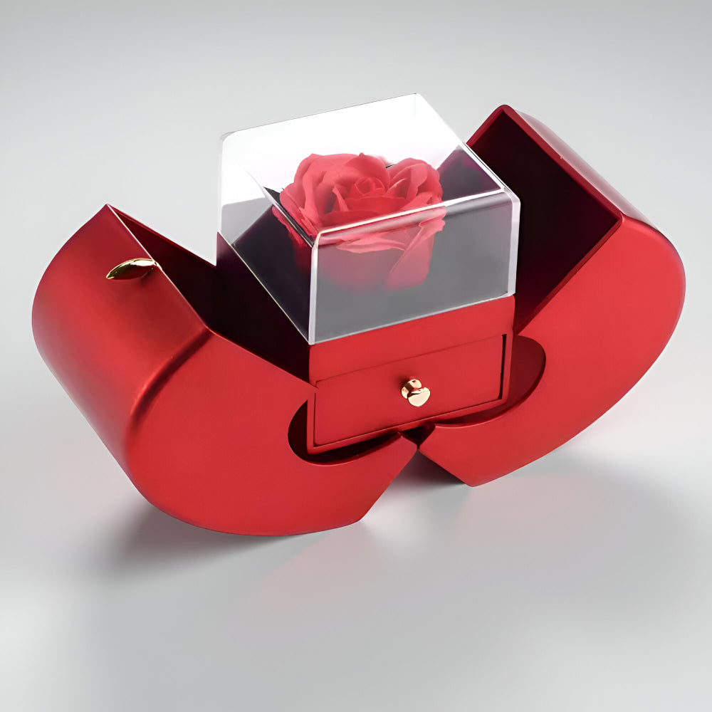 Gift Box Apple Red Rose Jewelry Casket