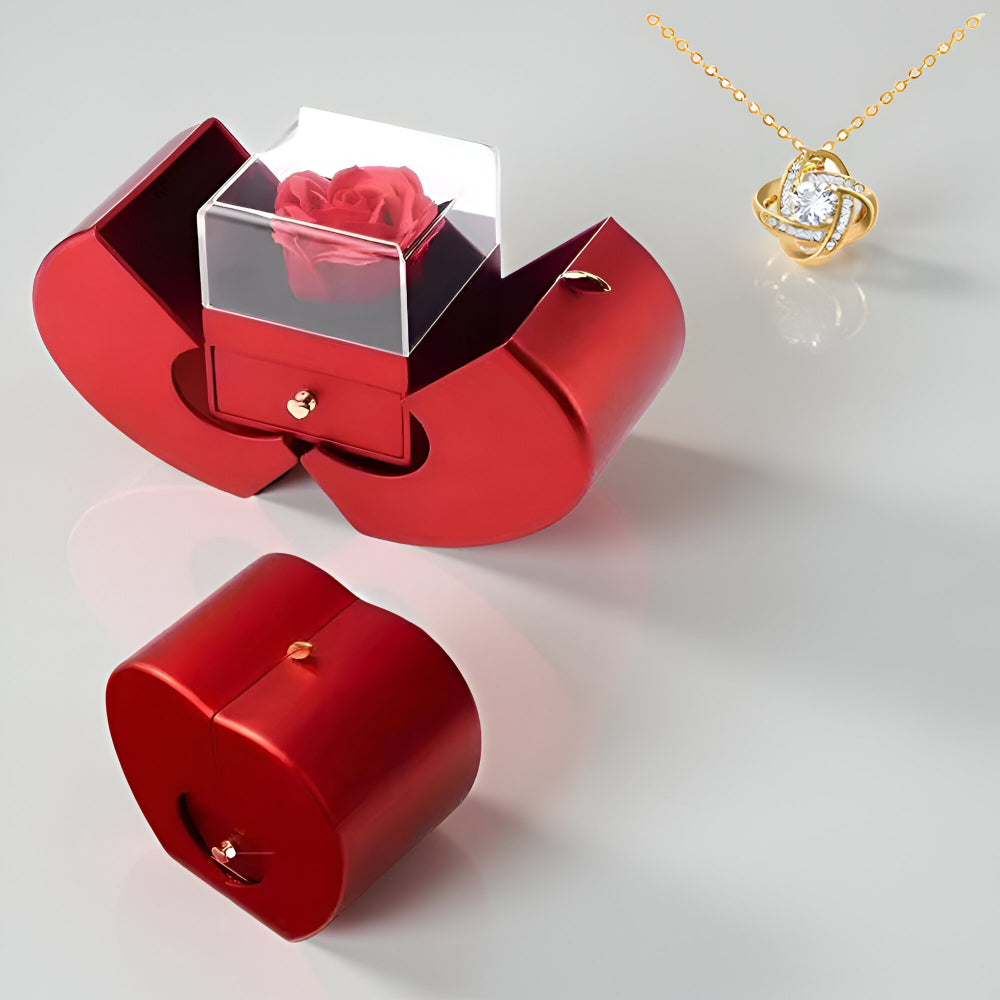 Gift Box Apple Red Rose Jewelry Casket