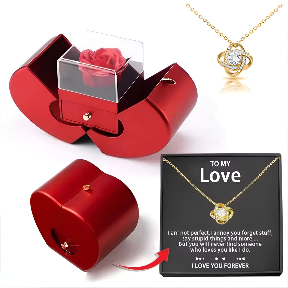 Gift Box Apple Red Rose Jewelry Casket