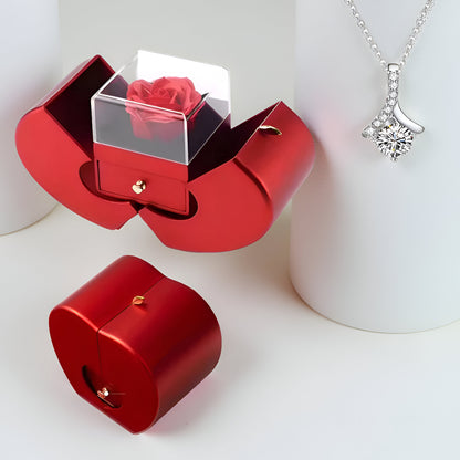 Gift Box Apple Red Rose Jewelry Casket