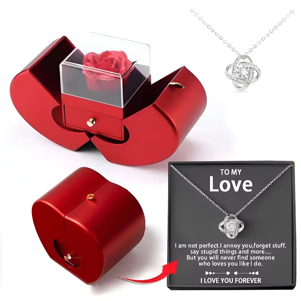 Gift Box Apple Red Rose Jewelry Casket