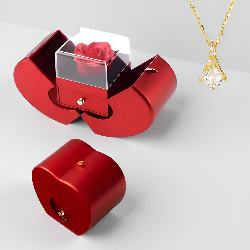 Gift Box Apple Red Rose Jewelry Casket