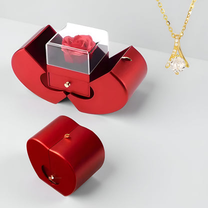 Gift Box Apple Red Rose Jewelry Casket