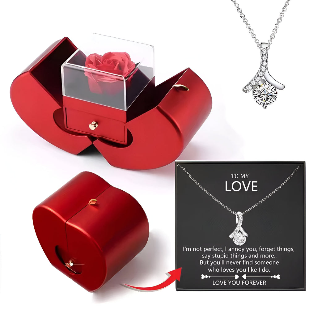Gift Box Apple Red Rose Jewelry Casket