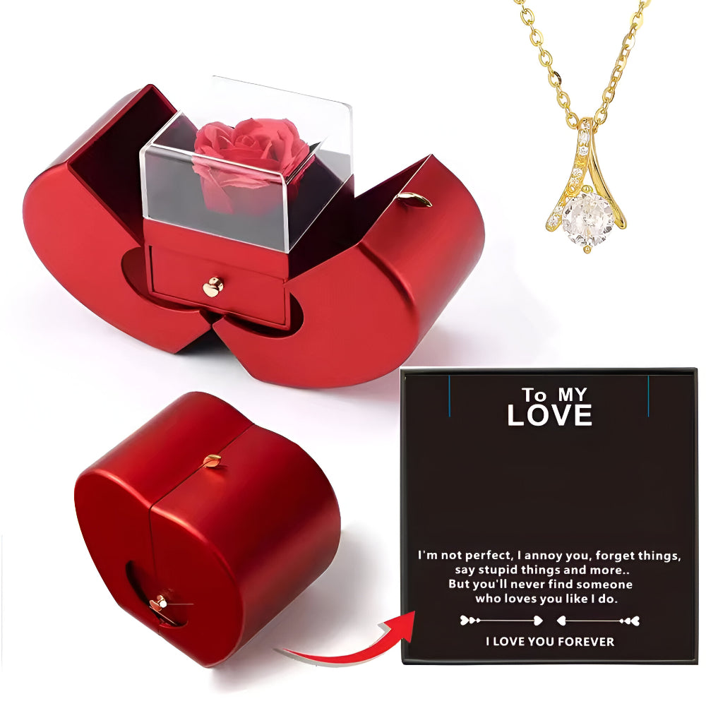Gift Box Apple Red Rose Jewelry Casket