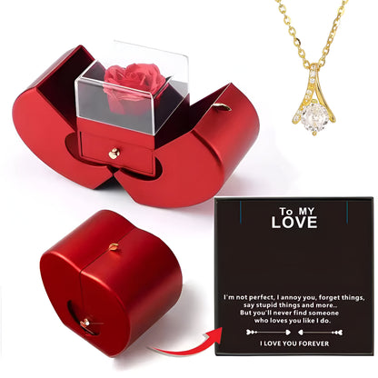 Gift Box Apple Red Rose Jewelry Casket