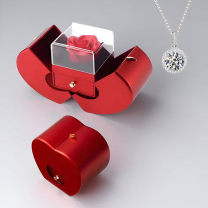 Gift Box Apple Red Rose Jewelry Casket