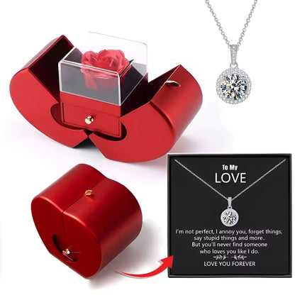 Gift Box Apple Red Rose Jewelry Casket
