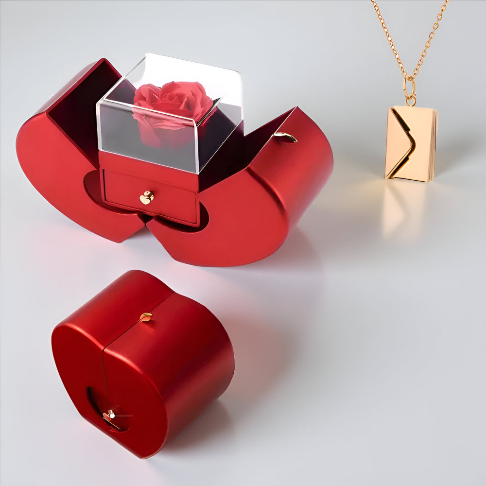 Gift Box Apple Red Rose Jewelry Casket