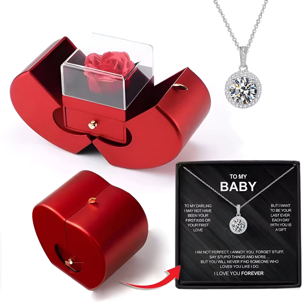 Gift Box Apple Red Rose Jewelry Casket