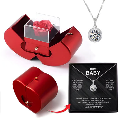 Gift Box Apple Red Rose Jewelry Casket