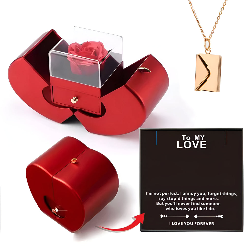 Gift Box Apple Red Rose Jewelry Casket