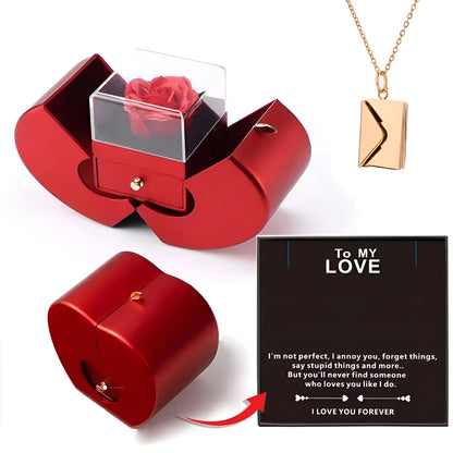 Gift Box Apple Red Rose Jewelry Casket