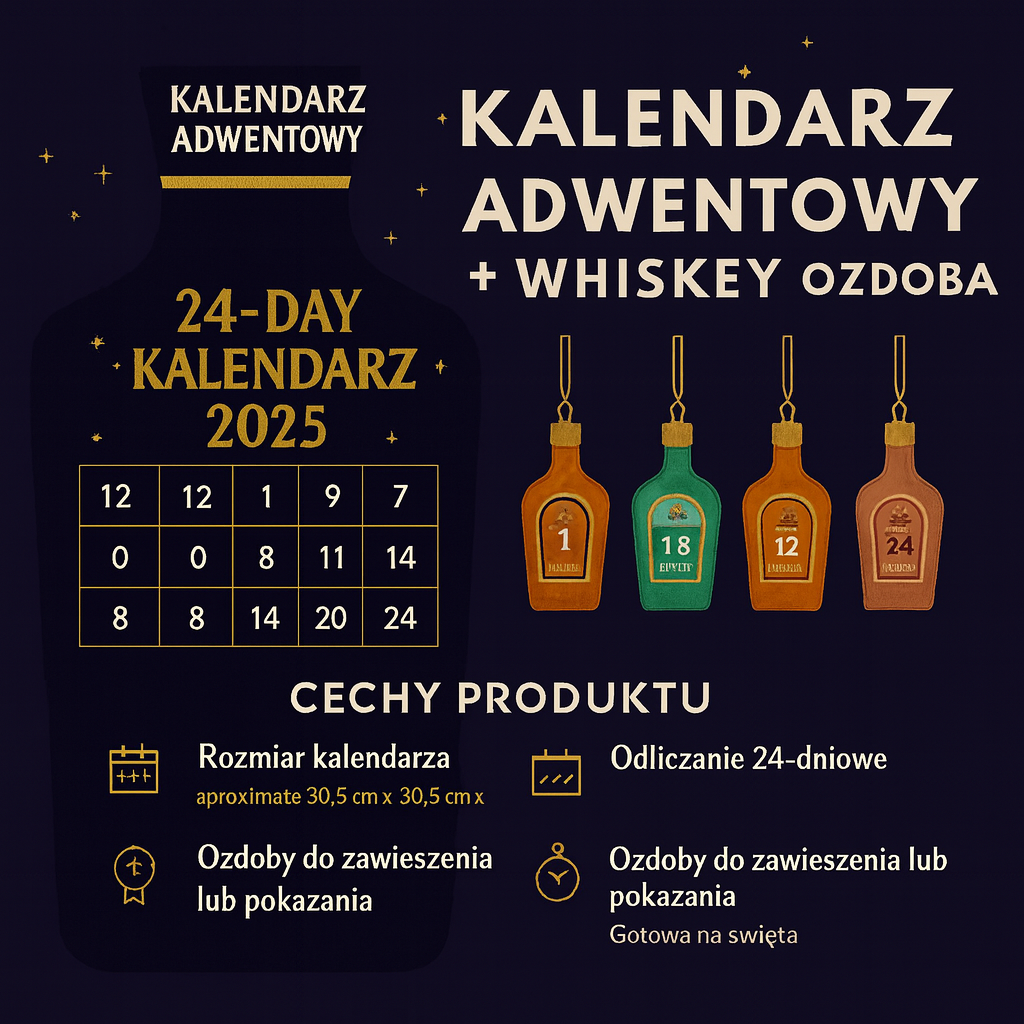 Kalendarz Adwentowy Świąteczny Dekoracje Whisky Wersja Dorosłych