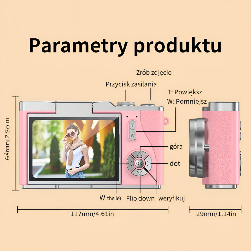 Kamera Cyfrowa Vlogging 4K z Obrotowym Ekranem dla Dorosłych