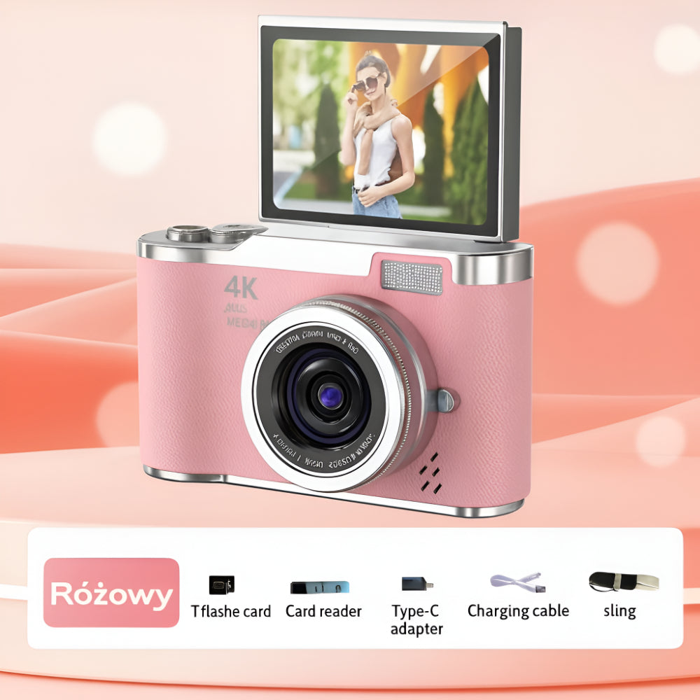 Kamera Cyfrowa Vlogging 4K z Obrotowym Ekranem dla Dorosłych